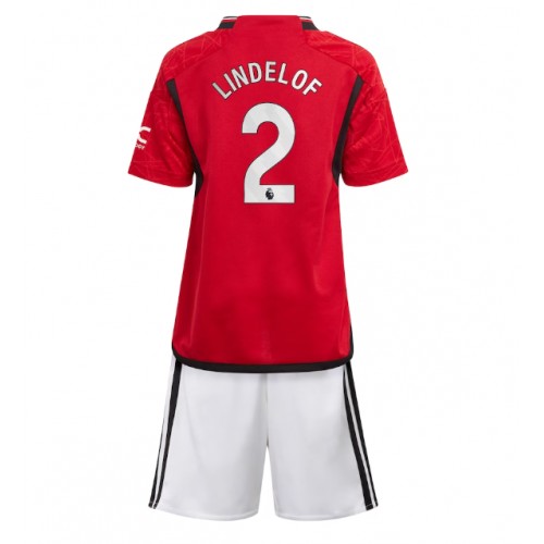 Dětský Fotbalový dres Manchester United Victor Lindelof #2 2023-24 Domácí Krátký Rukáv (+ trenýrky)